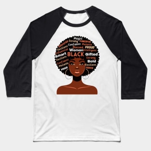 Black Woman Afrocentric Baseball T-Shirt